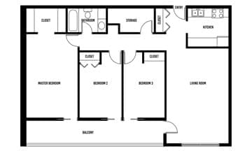 Layout of 3 bedroom low-rise apartment