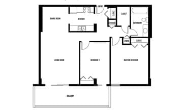 Layout of 2 bedroom high-rise apartment